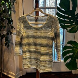 J. Jill Women's Gray and Cream Striped Sweater